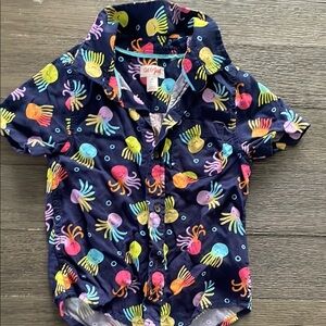 Cat & Jack Blue Button Down Shirt with Tropical Print